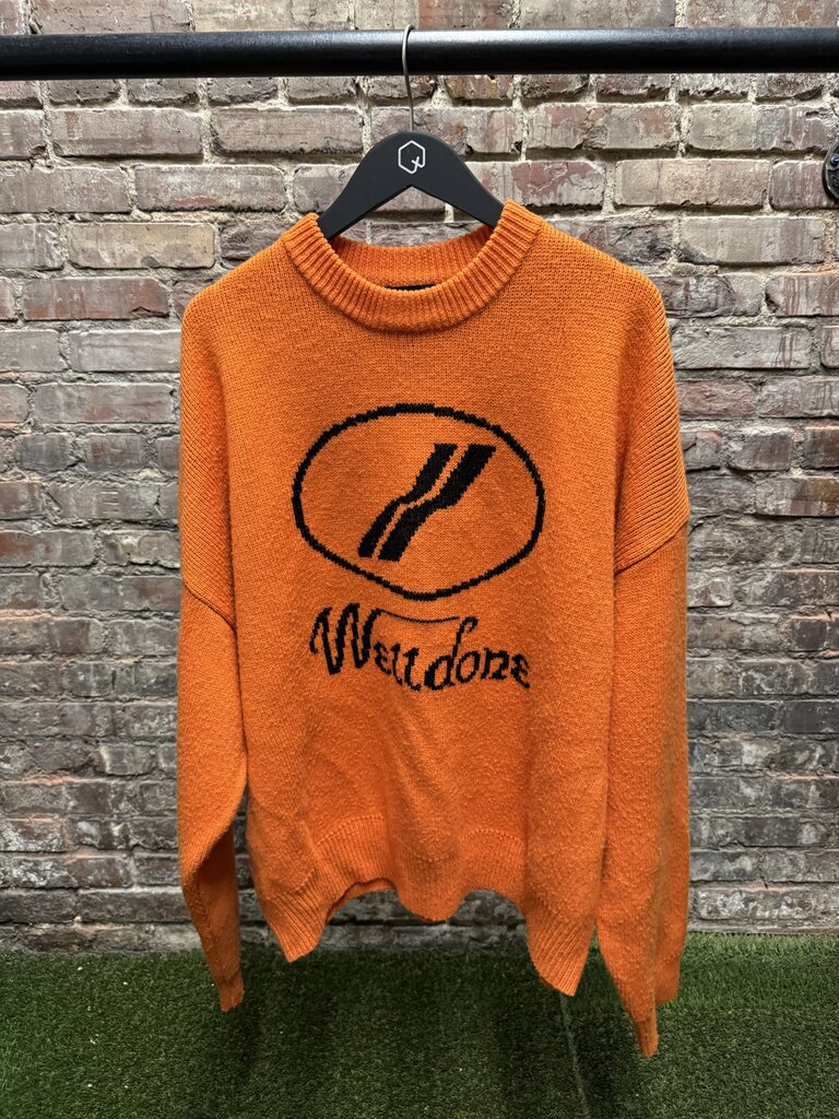 We11done Orange Logo Jacquard Sweater sz. M