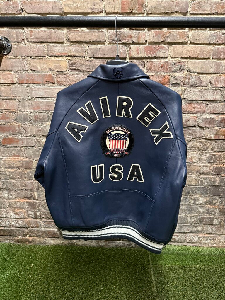Avirex USA Icon Leather Jacket Navy sz. S