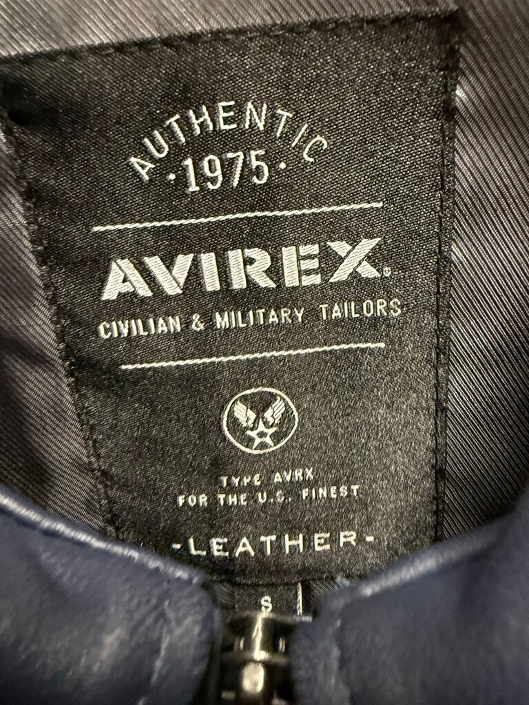 Avirex USA Icon Leather Jacket Navy sz. S