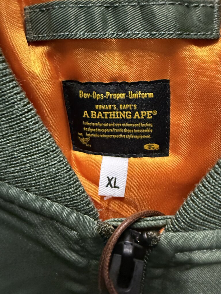 A Bathing Ape Shark MA-1 Bomber Jacket sz. XL
