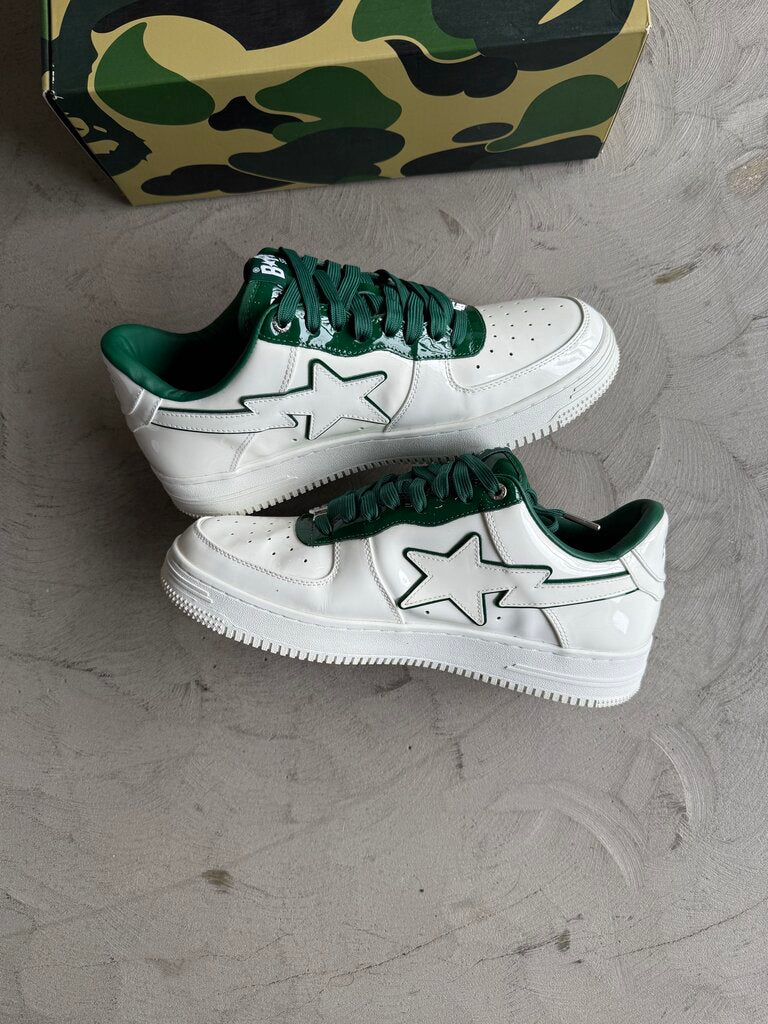 A Bathing Ape Sta Patent White/Grn sz. 12