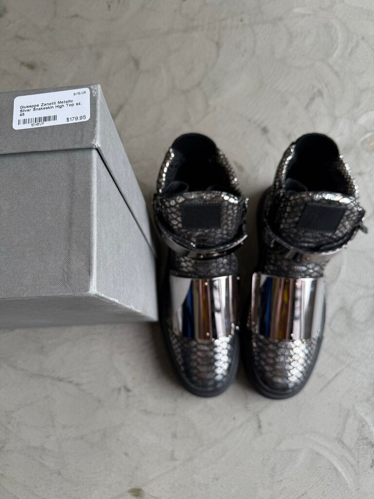 Giuseppe Zanotti Metallic Silver Snakeskin High Top sz. 45