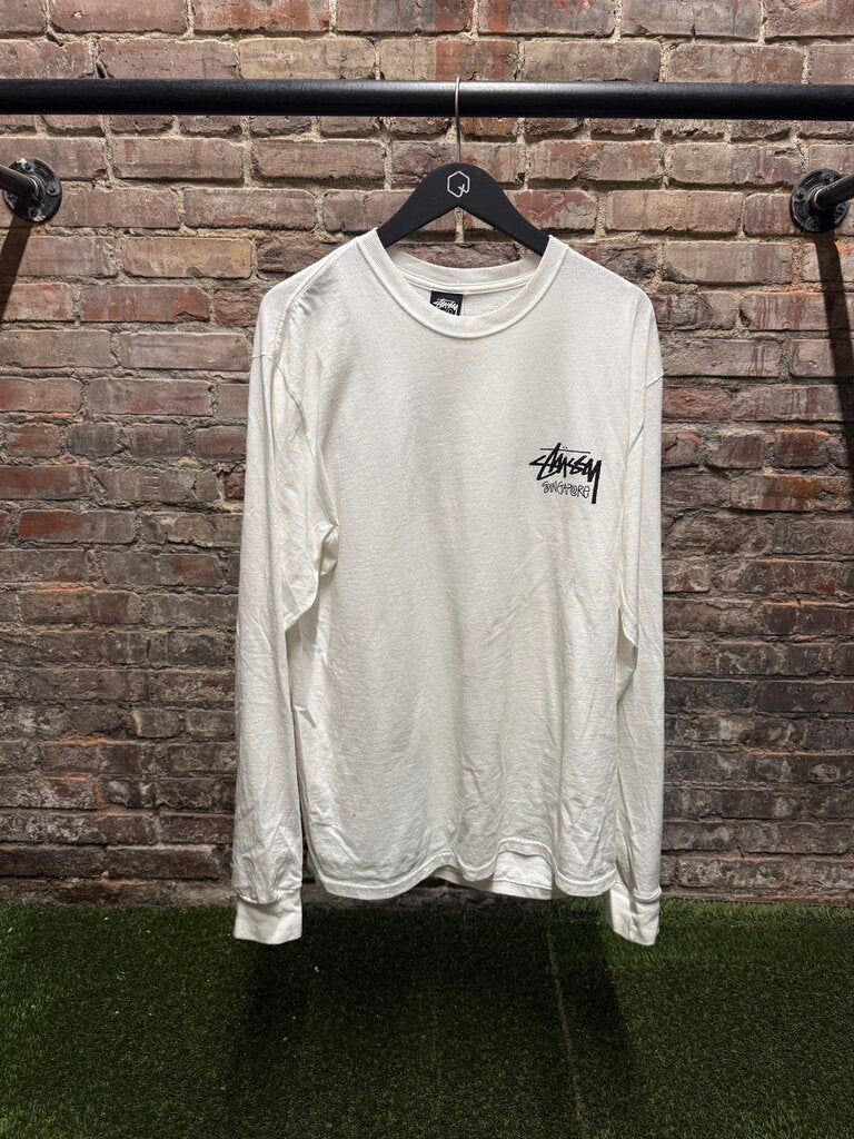 Stussy Singapore Logo L/S White L