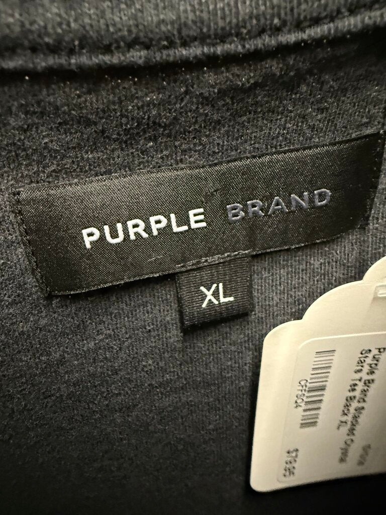 Purple Brand Stacked Crystal Stars Tee Black XL