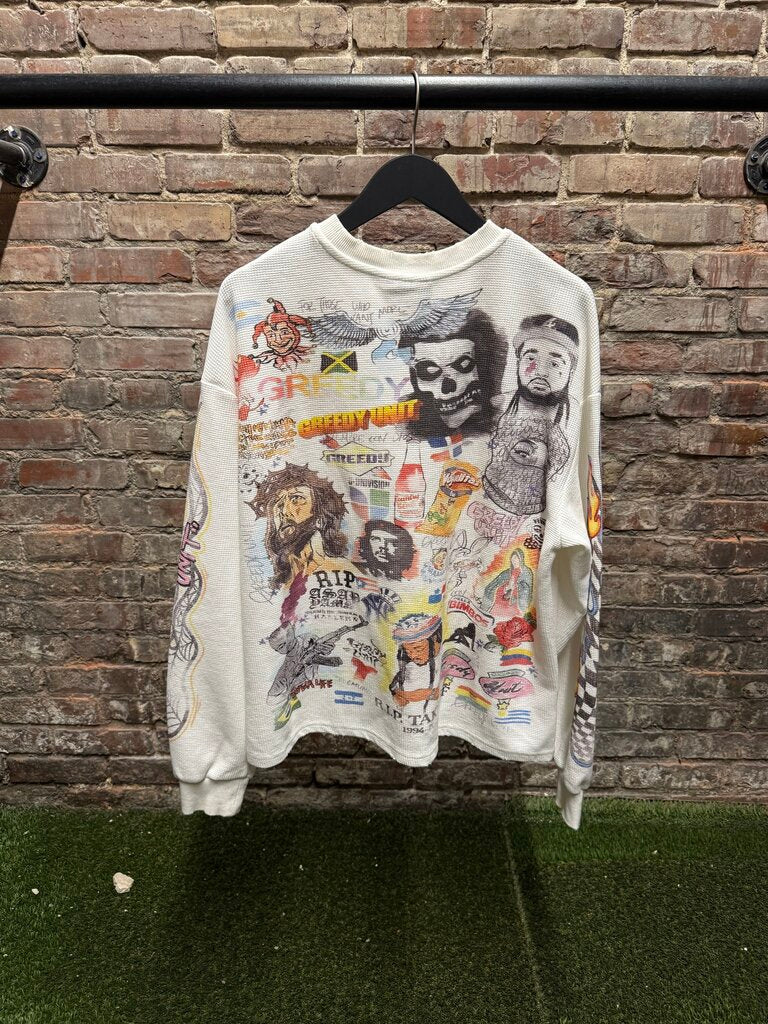 Greedy Unit All Over Thermal Tee White sz S