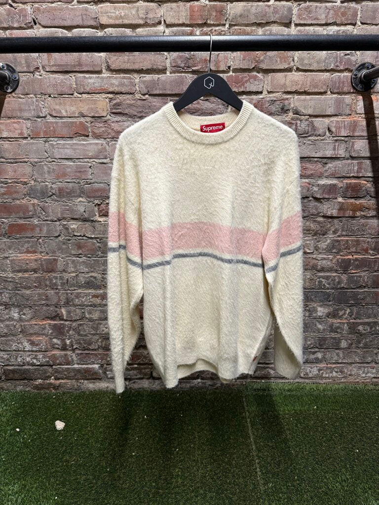 Supreme Brushed Stripe Sweater Tee Cream sz M