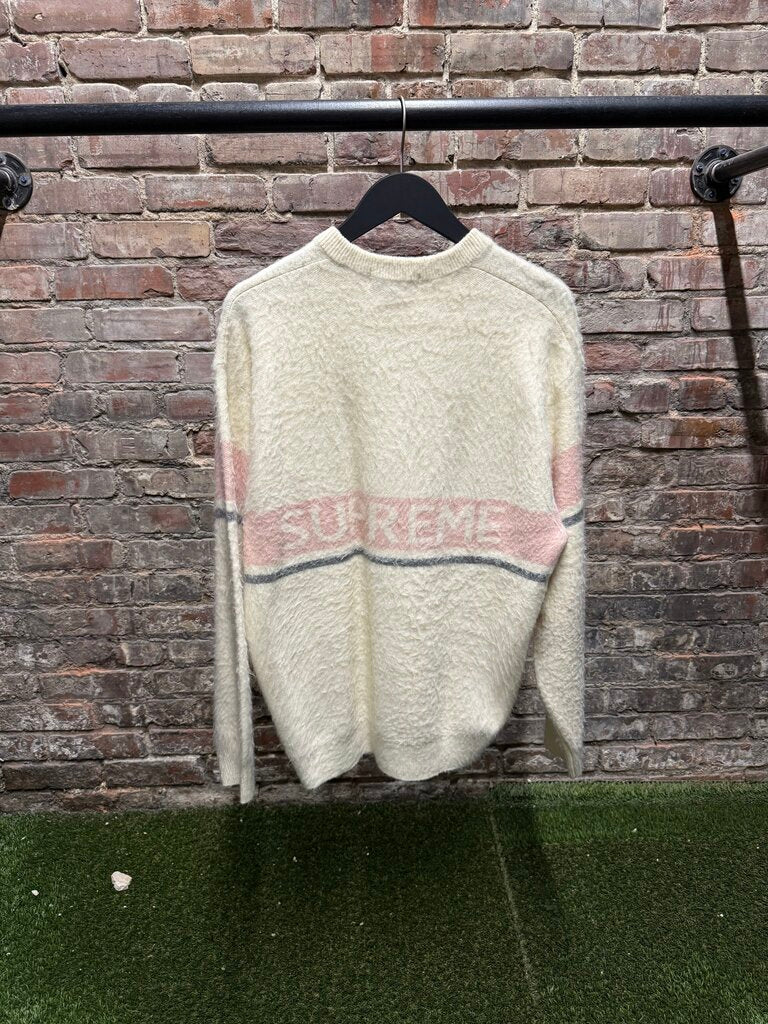 Supreme Brushed Stripe Sweater Tee Cream sz M