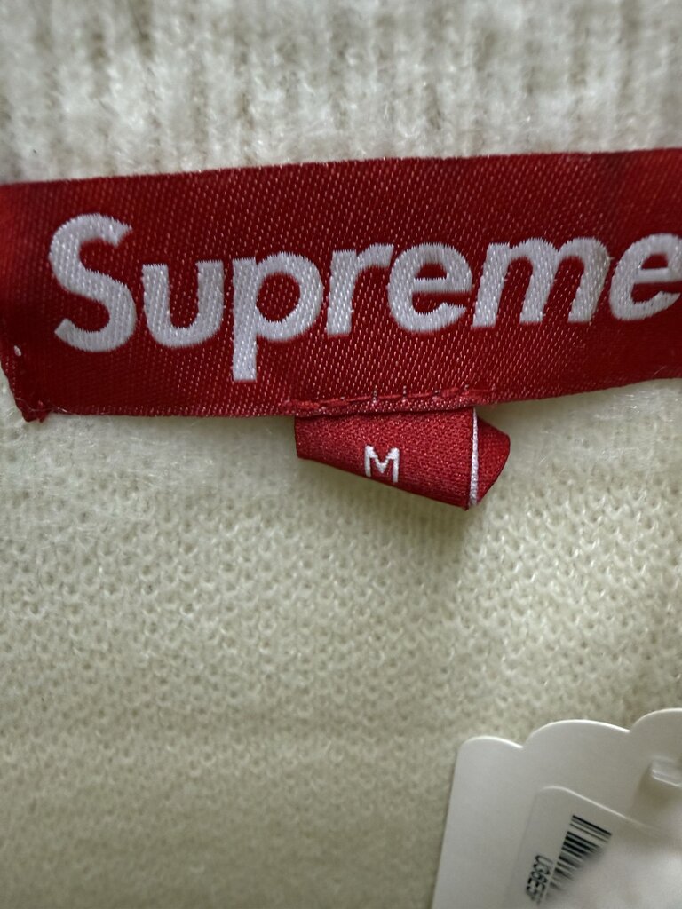 Supreme Brushed Stripe Sweater Tee Cream sz M