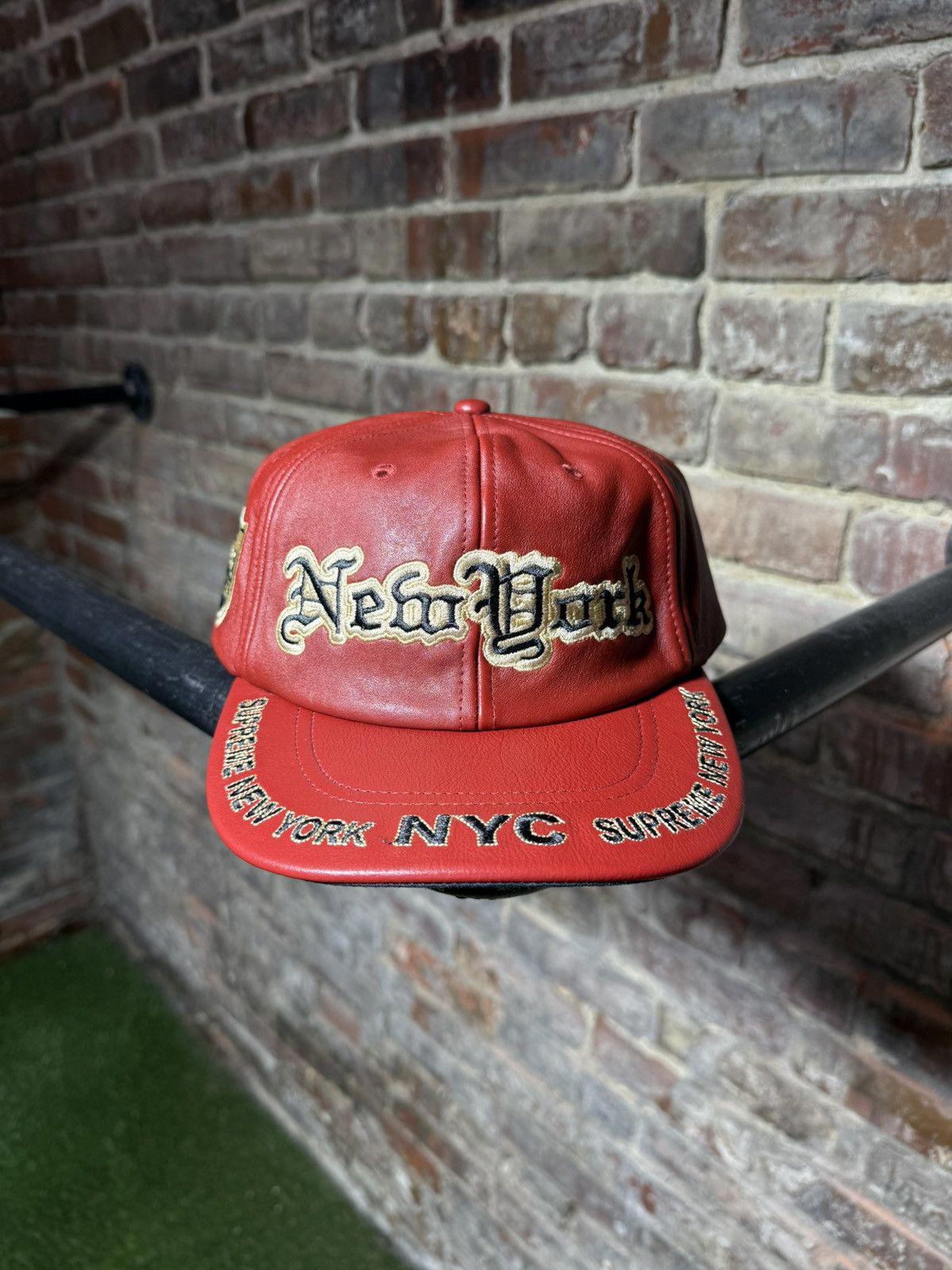 Supreme New York Red Leather 6-Panel Hat