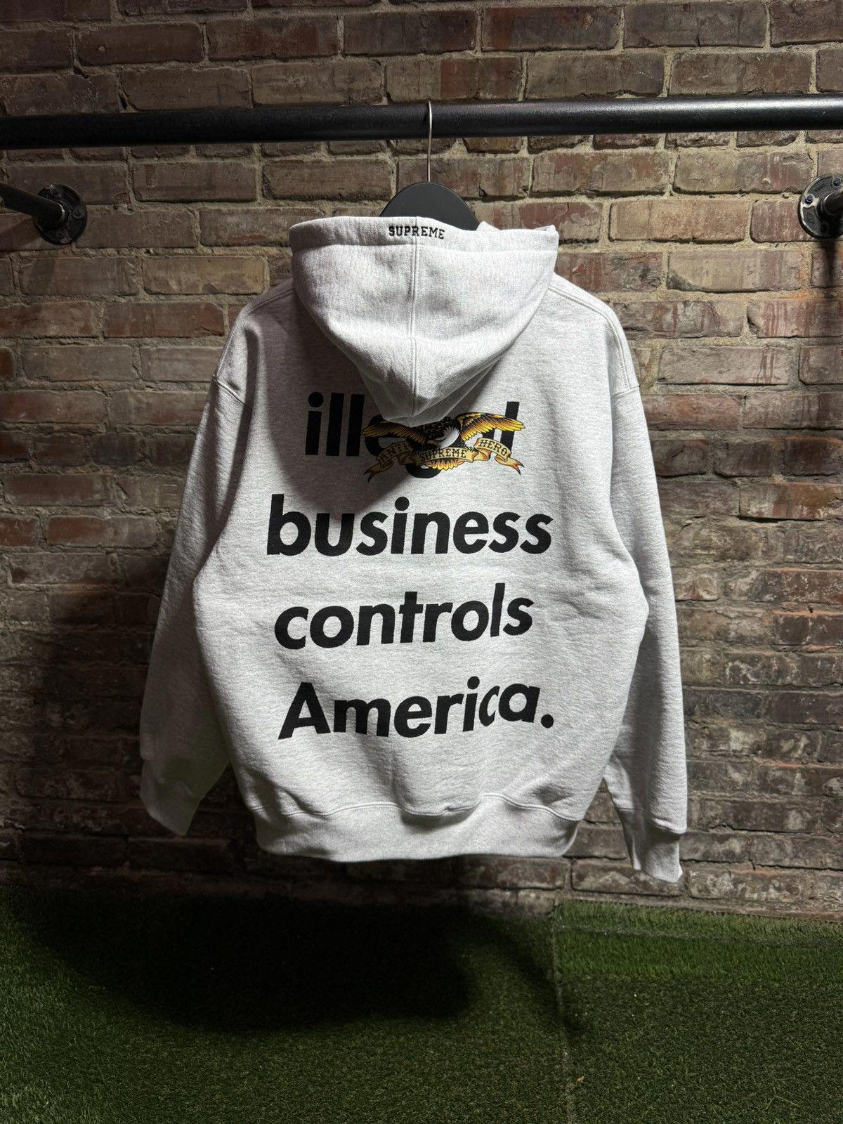 Supreme Antihero Illegal Business Hoodie Grey Sz. (S-XL)