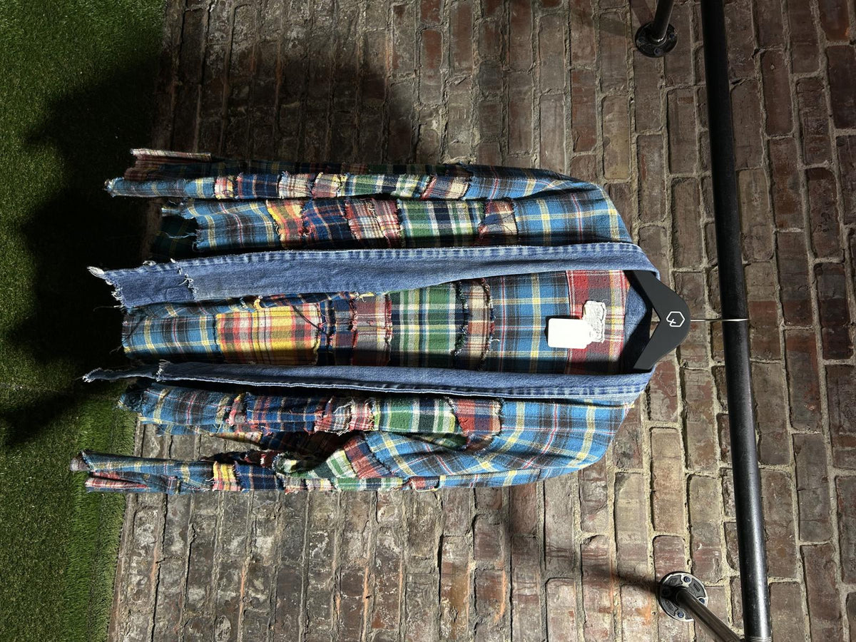 Greg Lauren Plaid Print Patchwork Cardigan