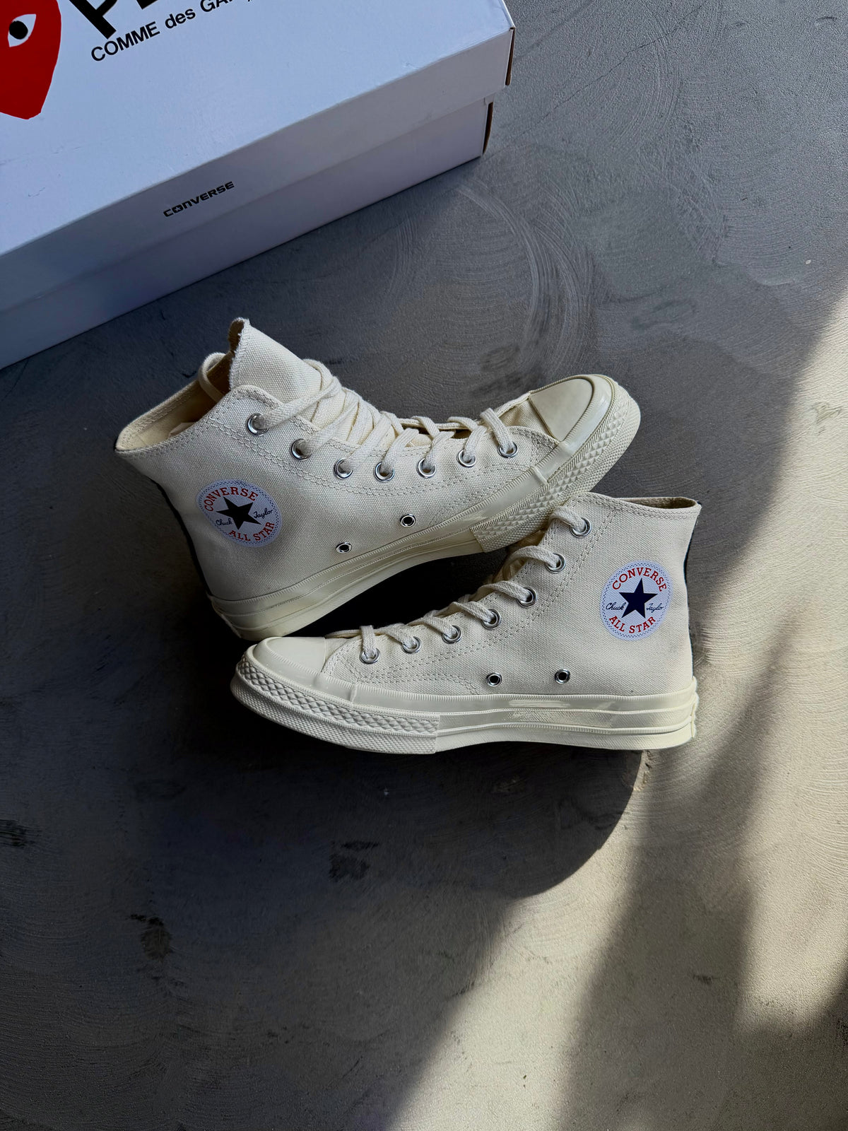 CDG Play x Converse High Red Heart Cream Sz. 6Y