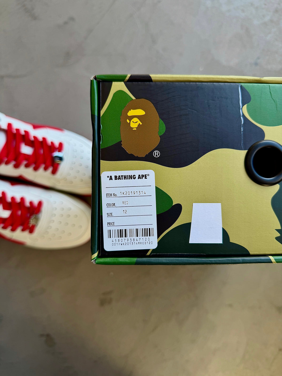 Bapesta Low Big Sta White/Red Sz. 12