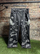 Who Decides War Side Patch Black Jeans Sz. 38