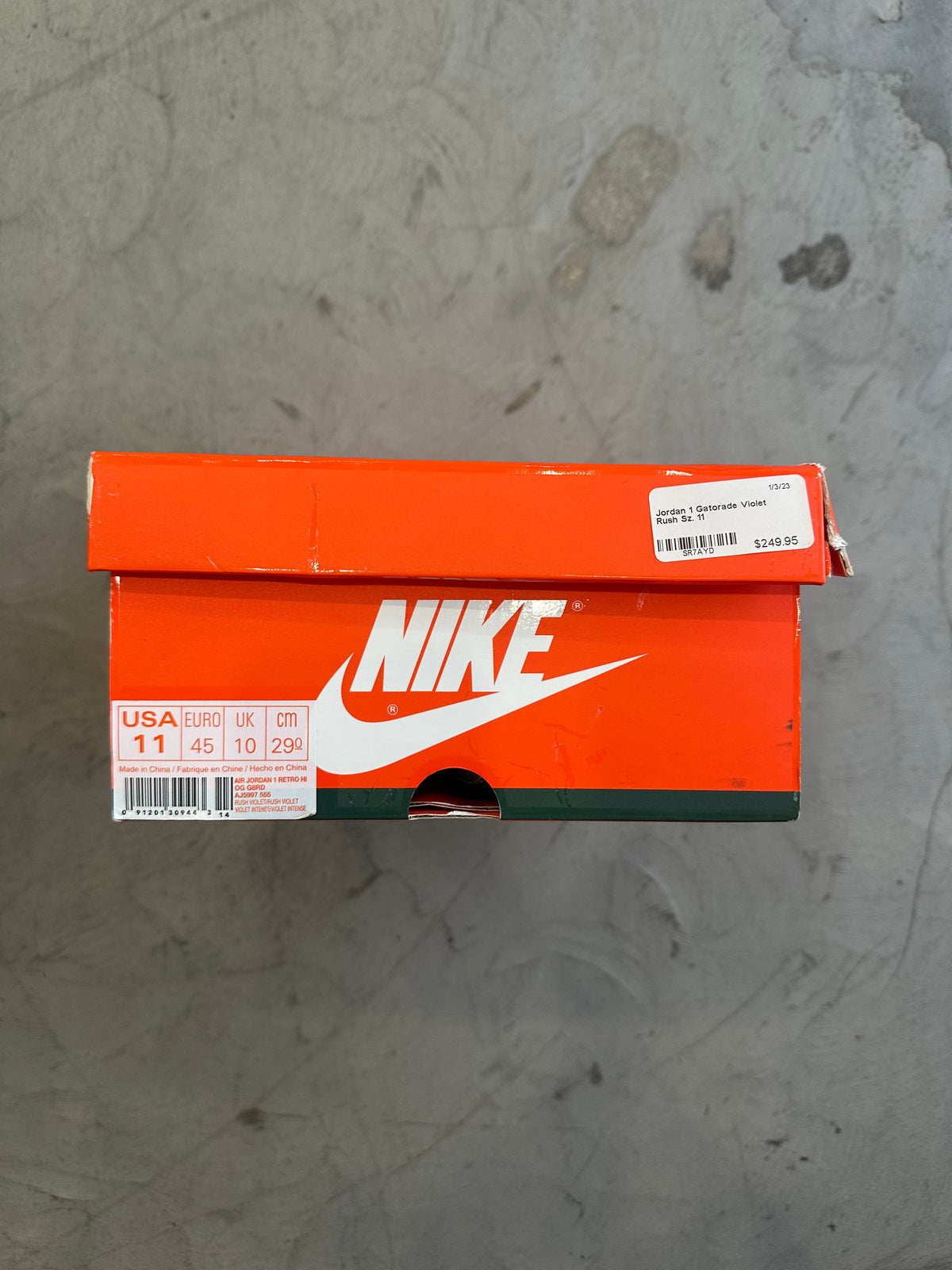 Jordan 1 Gatorade Rush Violet Sz. 11