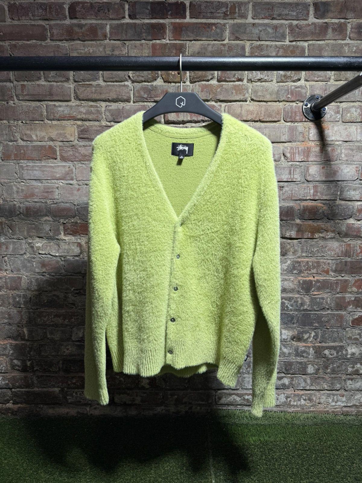 Stussy Lime Green Shaggy Cardigan Sz. M