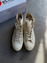 CDG Play x Converse High Red Heart Cream Sz. 6Y