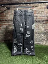 Who Decides War Side Patch Black Jeans Sz. 38