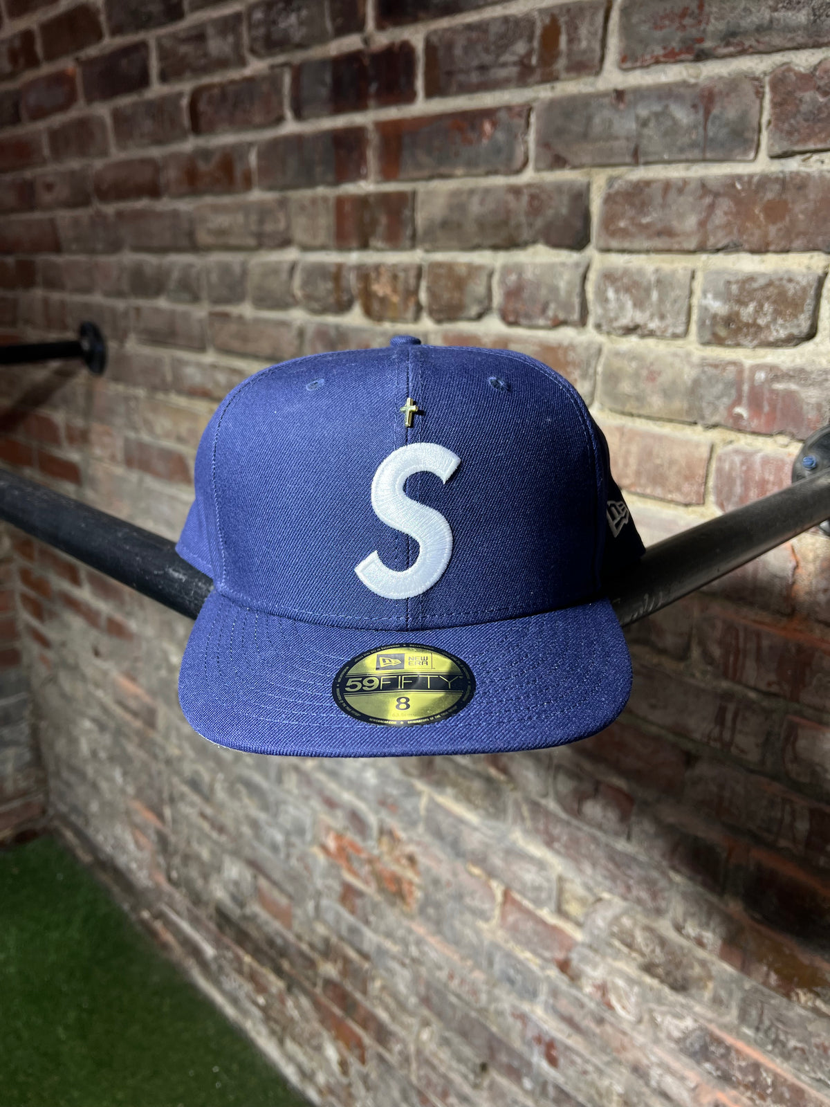 Supreme Gold Cross S Logo Fitted Sz. 8