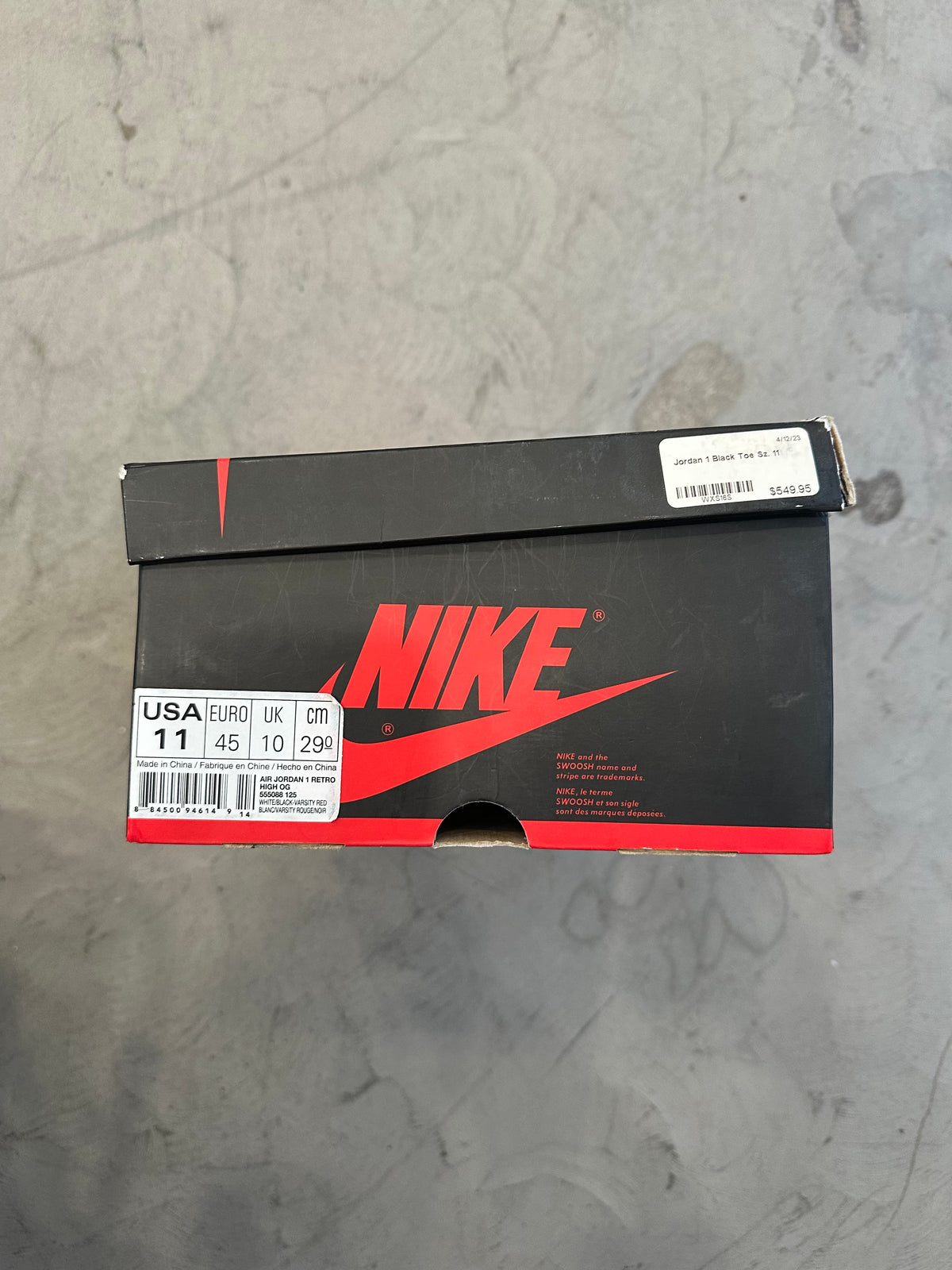 Jordan 1 Black Toe Sz. 11