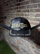 Supreme New York Black Leather 6-Panel Hat