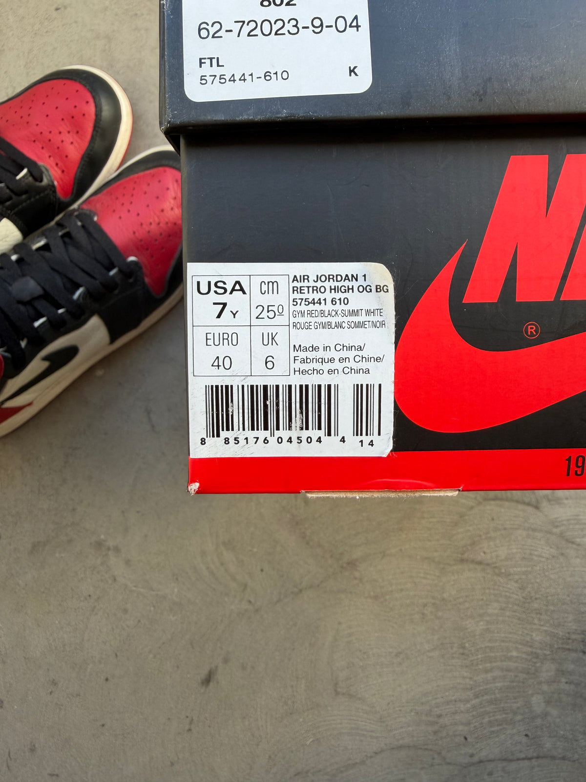 Jordan 1 Bred Toe Sz. 7