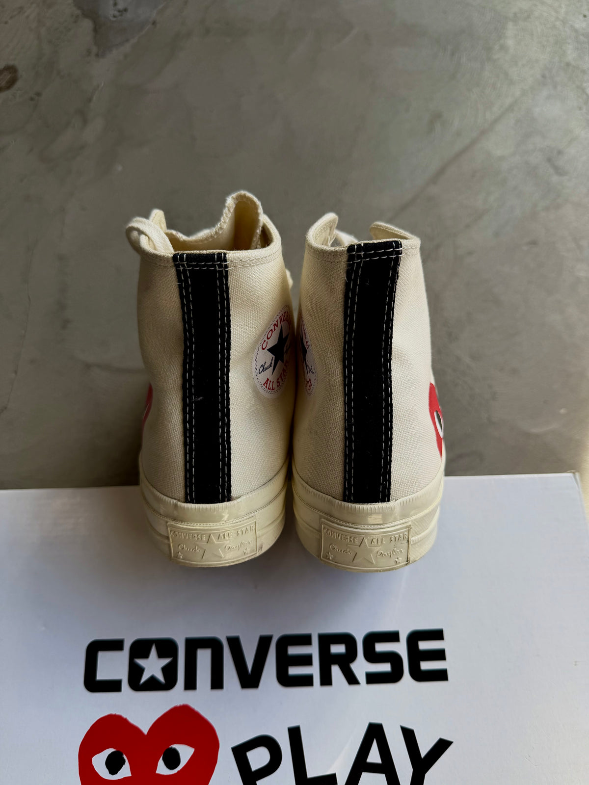 CDG Play x Converse High Red Heart Cream Sz. 6Y