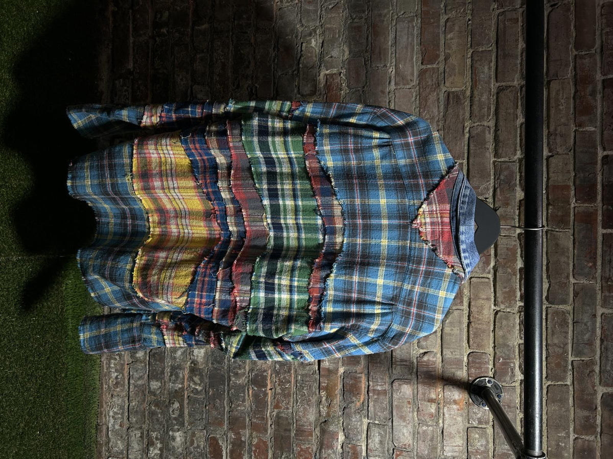 Greg Lauren Plaid Print Patchwork Cardigan
