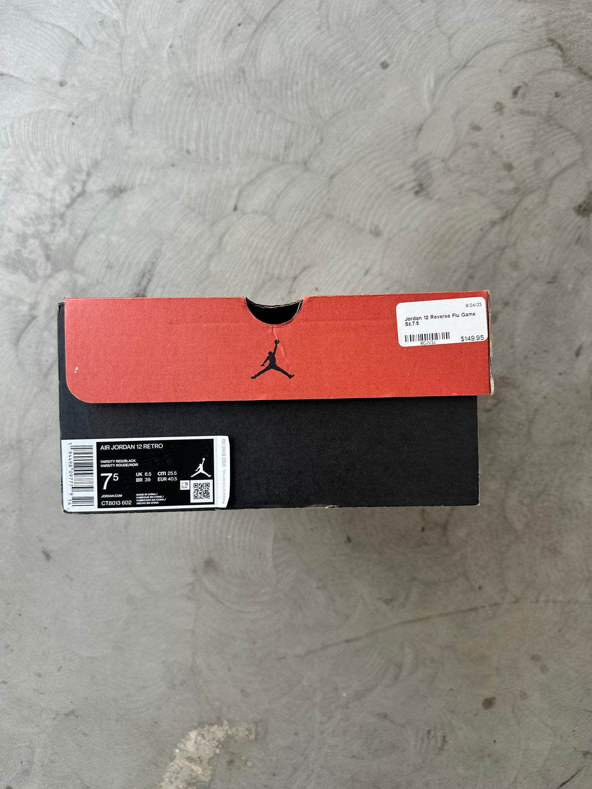 Jordan 12 Reverse Flu Game Sz. 7.5