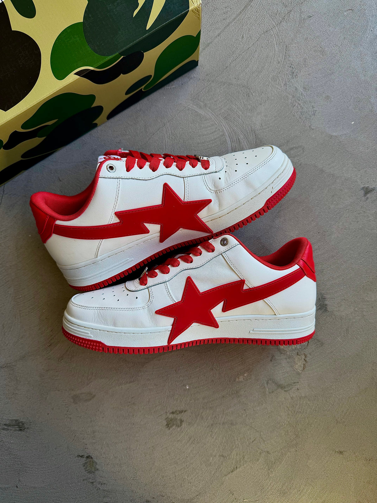 Bapesta Low Big Sta White/Red Sz. 12