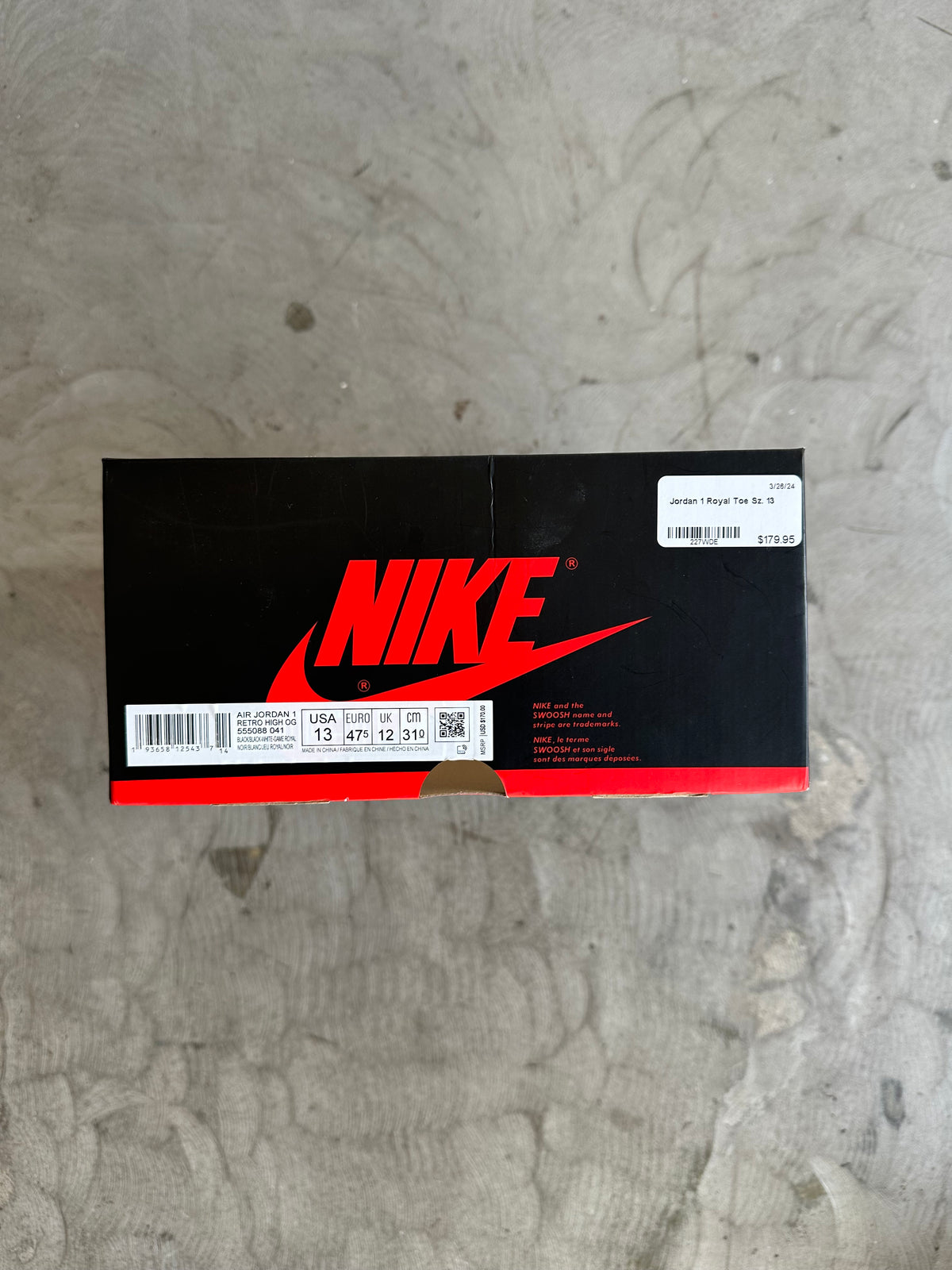 Jordan 1 Royal Toe Sz. 13