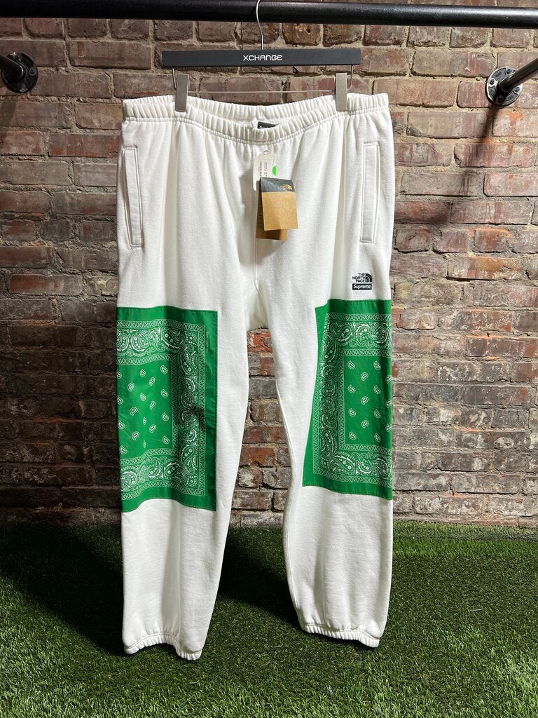 TNF x Supreme Bandana Sweats White/Green Sz. 2XL