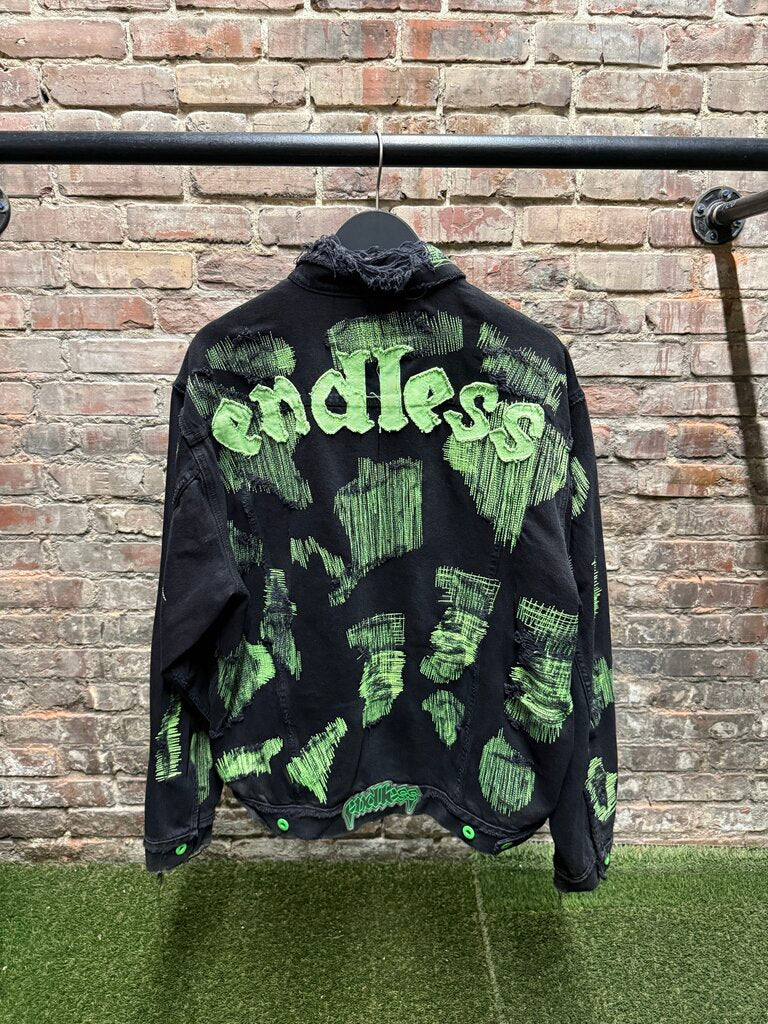 Endless Denim Jacket Black Green Sz. L