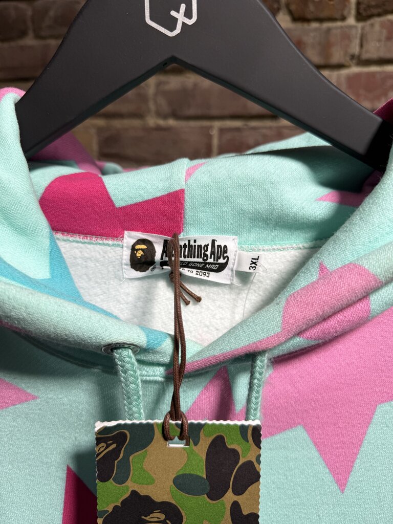 BAPE Sta Pattern Hoodie Teal Sz. XXXL