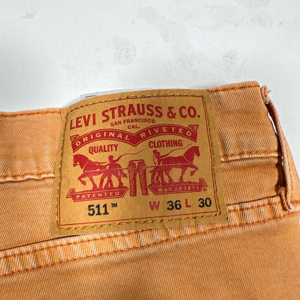 Vintage Y2K Levi's 511 Jeans Orange Denim Sz. 36 x 30