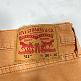 Vintage Y2K Levi's 511 Jeans Orange Denim Sz. 36 x 30
