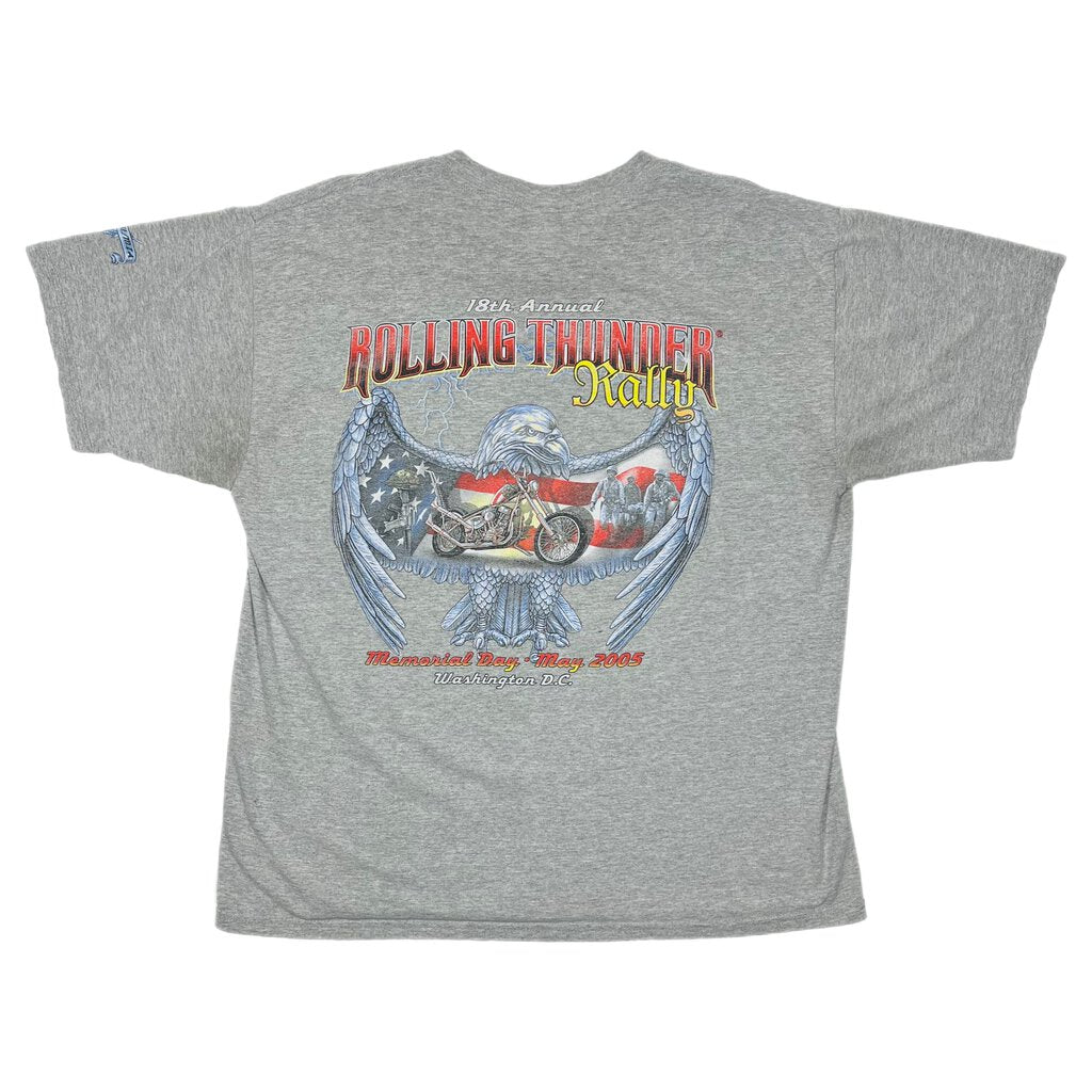 Vintage 2005 Rolling Thunder 18th Anniversary Tee Grey Sz. XL