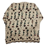 Vintage Express Tricot Floral Knitted Sweater Sand Sz. L