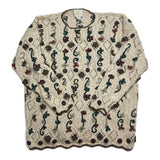 Vintage Express Tricot Floral Knitted Sweater Sand Sz. L