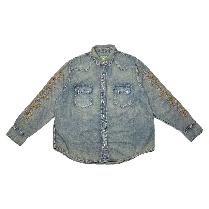 Denim Tears Western Stitch Button Up L/S Blue Sz. L