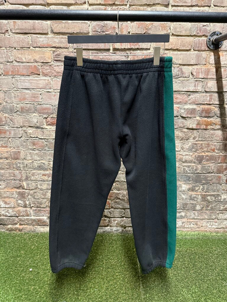 Hidden Striped Leg Fleece Sweatpants Black/Green Sz. M