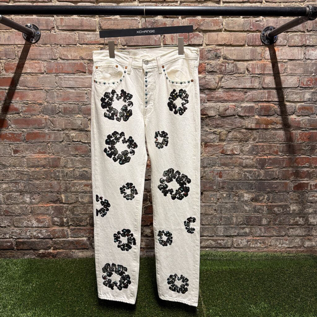 Denim Tears Rhinestone Cotton Wreath Jeans White Sz. 32