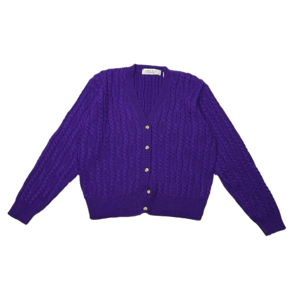Vintage Karen Scott Knitted Cardigan Purple Sz. M