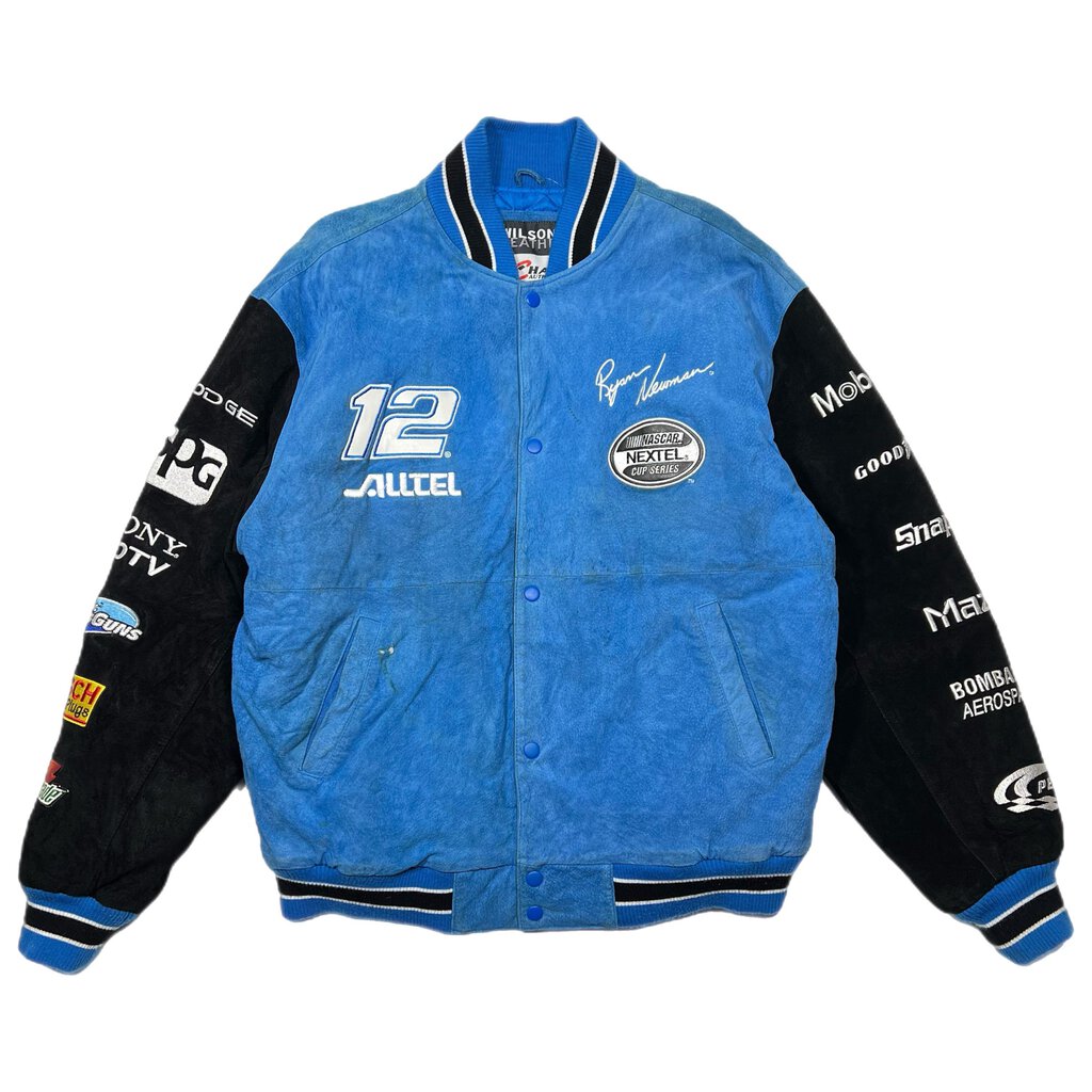 Vintage Nascar Ryan Newman Racing Varsity Jacket Black/Blue Sz. L