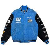 Vintage Nascar Ryan Newman Racing Varsity Jacket Black/Blue Sz. L