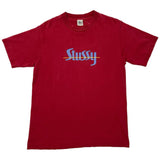 Vintage 90s Stussy Center Print Tee Cardinal Red Sz. M