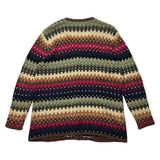Vintage Pixelated Cardigan Olive/Red/Navy Sz. XL