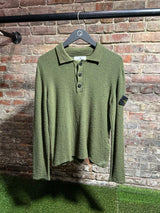 Stone Island Wool 3/4 Button Up Sweater Olive Sz. S