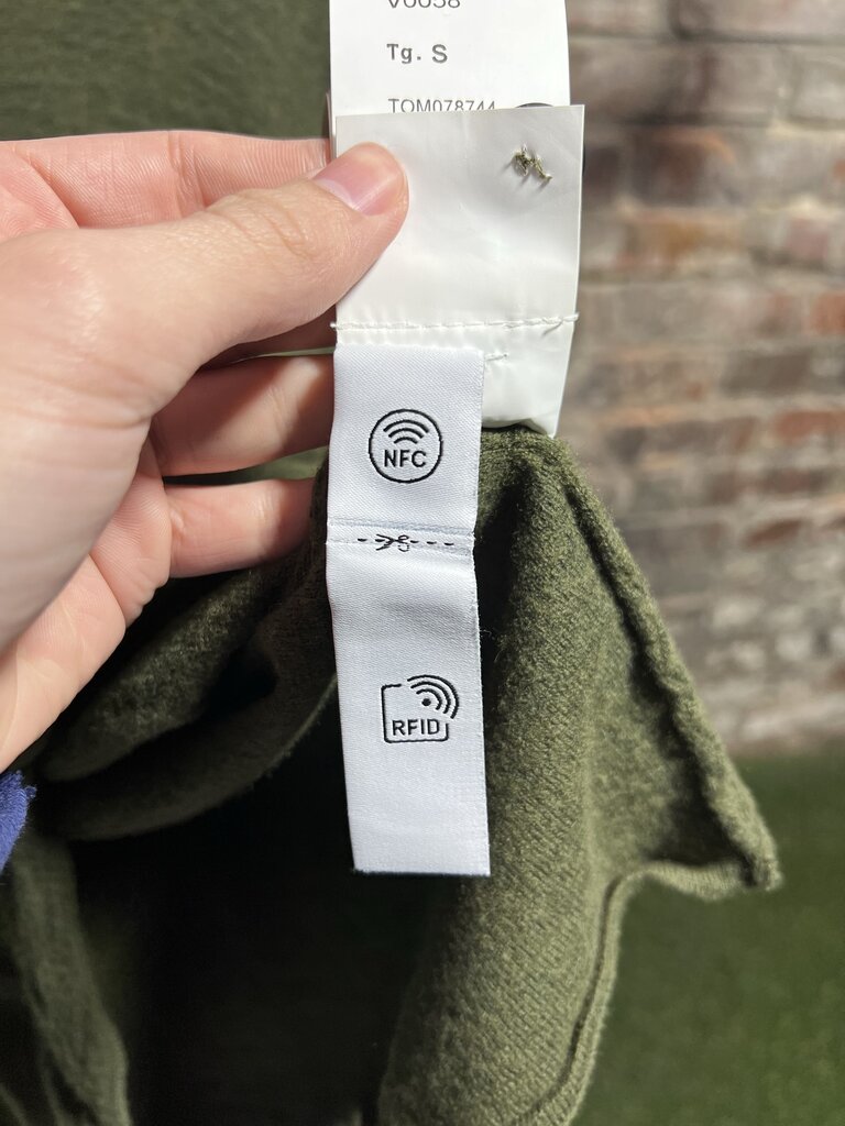 Stone Island Wool 3/4 Button Up Sweater Olive Sz. S