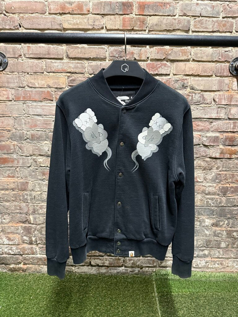 Kaws x BAPE Bendy Varsity Jacket Black/Grey Sz. S